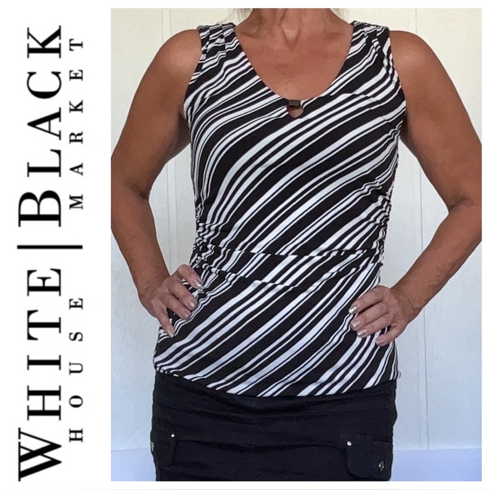 NWT White House Black Market black white striped top size XS